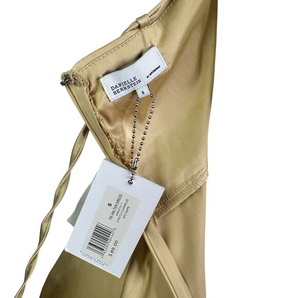 NWT Danielle Bernstein The Halter Dress Gold Satin Convertible Keyhole Small S - Picture 13 of 13